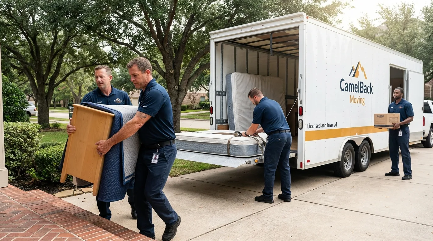 Crew loading residential truck for cross-state move from Montevideo, MN