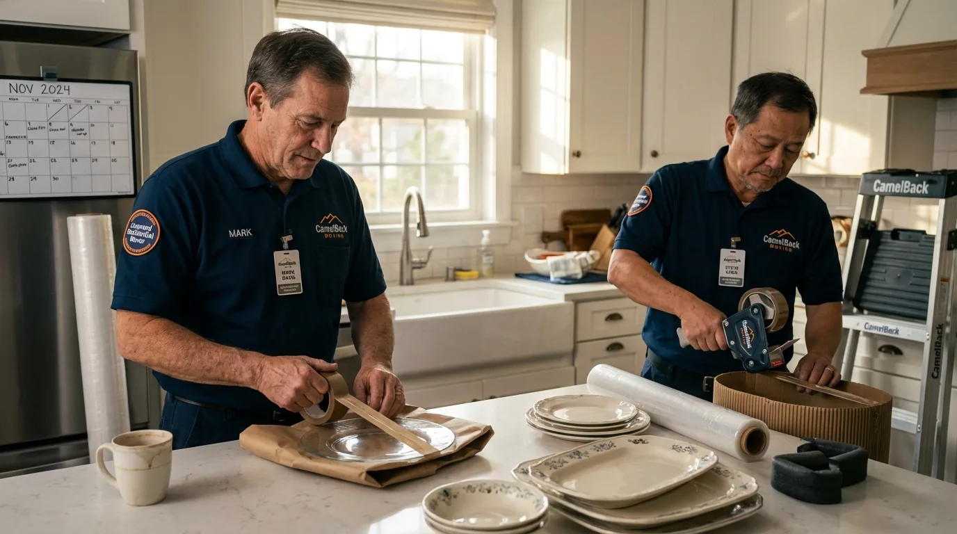 Professional crew packing kitchen dishware in Montevideo, MN